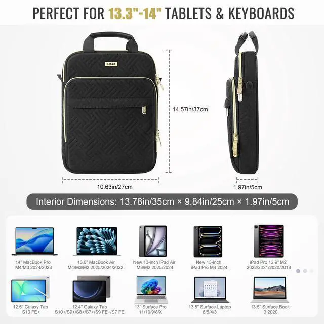 Alt view image 2 of 7 - 13-14 Inch Puffy Laptop Sleeve Shoulder Bag Carrying Case with Handle