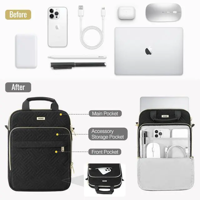 Alt view image 3 of 7 - 13-14 Inch Puffy Laptop Sleeve Shoulder Bag Carrying Case with Handle