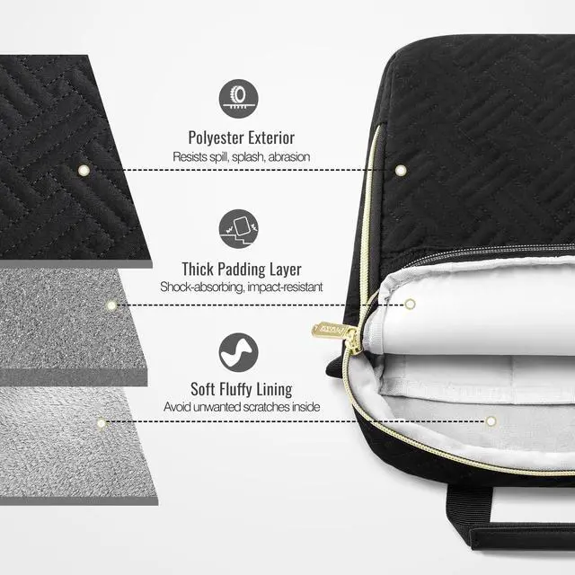 Alt view image 5 of 7 - 13-14 Inch Puffy Laptop Sleeve Shoulder Bag Carrying Case with Handle