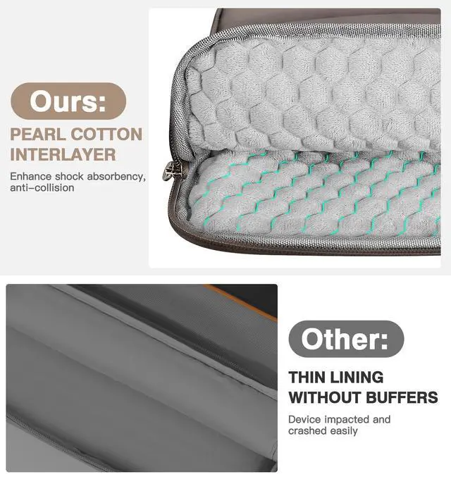 Alt view image 4 of 7 - 13-14 Inch Puffy Laptop Sleeve Bag Padded Protective Carrying Case