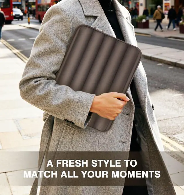 Alt view image 7 of 7 - 13-14 Inch Puffy Laptop Sleeve Bag Padded Protective Carrying Case