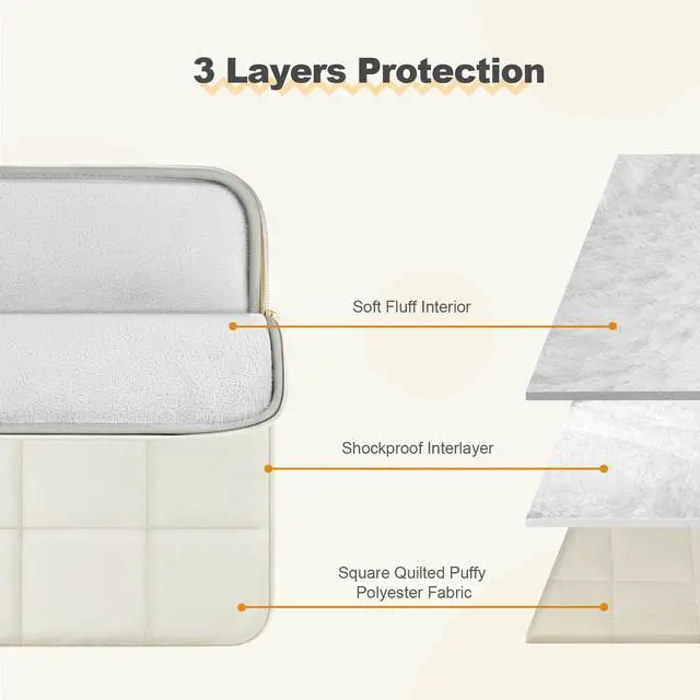 Alt view image 3 of 7 - Laptop Case 13.3 inch,13-13.3 inch Puffy Laptop Sleeve, Sand