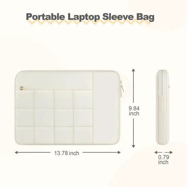 Alt view image 5 of 7 - Laptop Case 13.3 inch,13-13.3 inch Puffy Laptop Sleeve, Sand