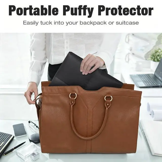Alt view image 6 of 7 - 13.3-14 Inch Puffer Quilted Laptop Sleeve Soft Inner Lining Carry Case