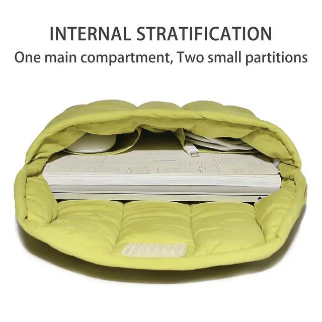 Alt view image 4 of 7 - Puffy Laptop Sleeve 13-14 Inch Streak-Green, Protective Carrying Case for Men and Women, Cute Case Bag Compatible with 13 and 14 Inch Laptops, for MacBook Air M2, Asus/Dell Xps in Cover