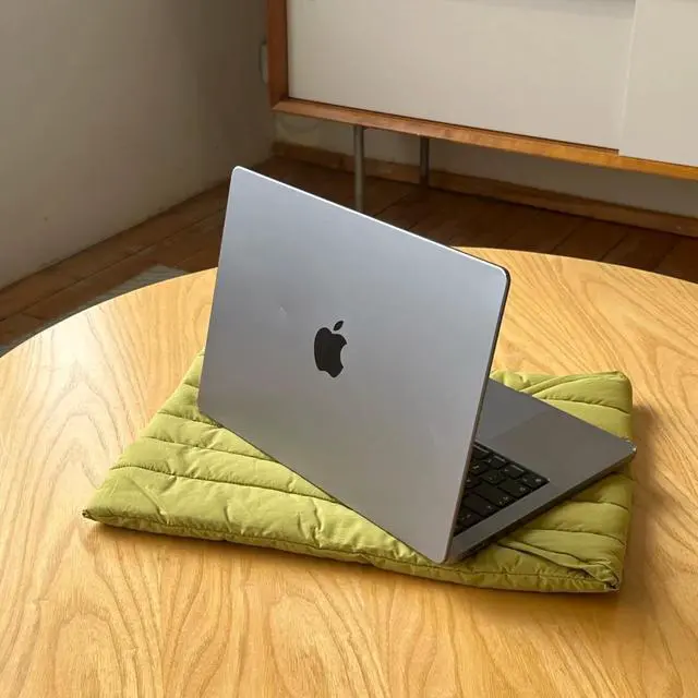 Alt view image 7 of 7 - Puffy Laptop Sleeve 13-14 Inch Streak-Green, Protective Carrying Case for Men and Women, Cute Case Bag Compatible with 13 and 14 Inch Laptops, for MacBook Air M2, Asus/Dell Xps in Cover