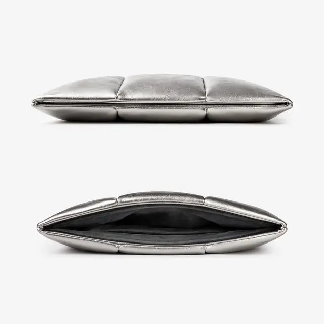 Alt view image 2 of 6 - Puffy Laptop Sleeve 13 Inch 14 Inch, Puffer Laptop Carrying Case, Pillow Case Compatible with MacBook Air M4 2025 M3 M2 M1, MacBook Pro M5 M4 Pro/Max, Silver
