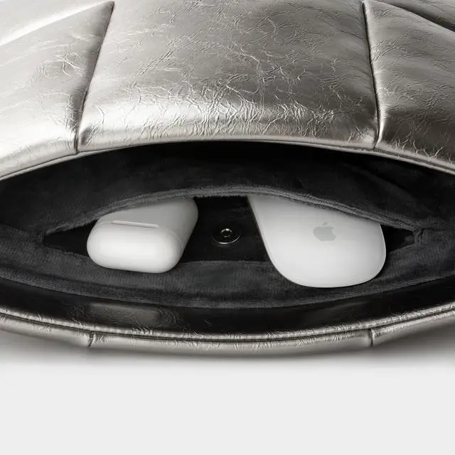 Alt view image 4 of 6 - Puffy Laptop Sleeve 13 Inch 14 Inch, Puffer Laptop Carrying Case, Pillow Case Compatible with MacBook Air M4 2025 M3 M2 M1, MacBook Pro M5 M4 Pro/Max, Silver