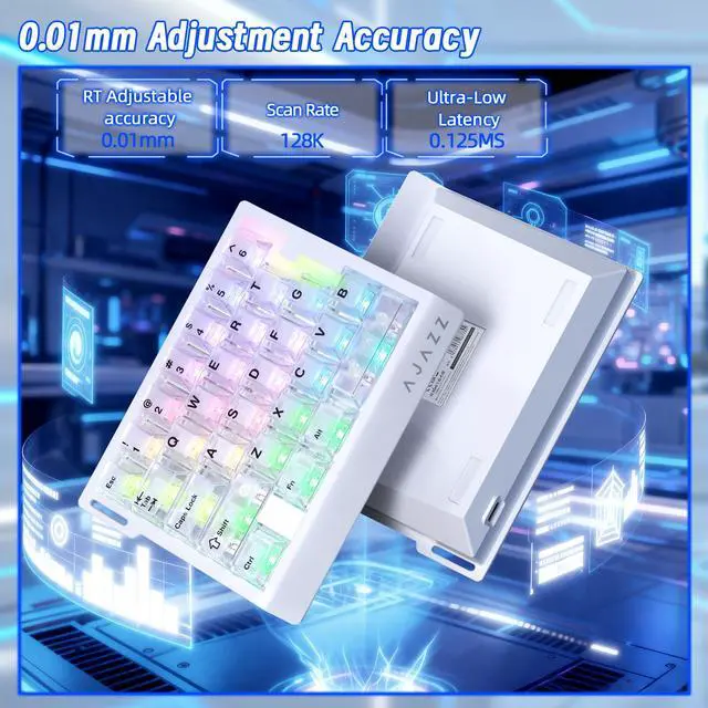 Alt view image 3 of 7 - AK029 Wired 29 Keys One-Handed RGB Gaming Keyboard with 8000HZ,0.01mm RT Magnetic Switches Adjustable Actuation,Hotswappable Mechanical Keyboard,Aluminum Plate,Web Driver for Gamers-Transparent White
