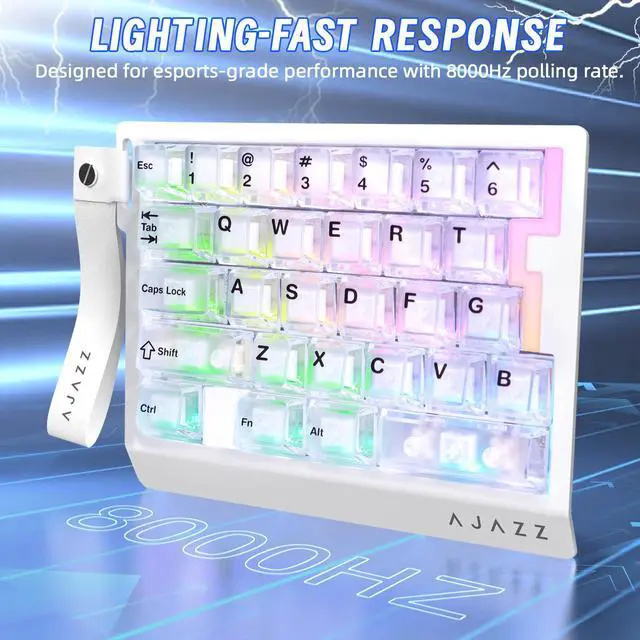 Alt view image 4 of 7 - AK029 Wired 29 Keys One-Handed RGB Gaming Keyboard with 8000HZ,0.01mm RT Magnetic Switches Adjustable Actuation,Hotswappable Mechanical Keyboard,Aluminum Plate,Web Driver for Gamers-Transparent White