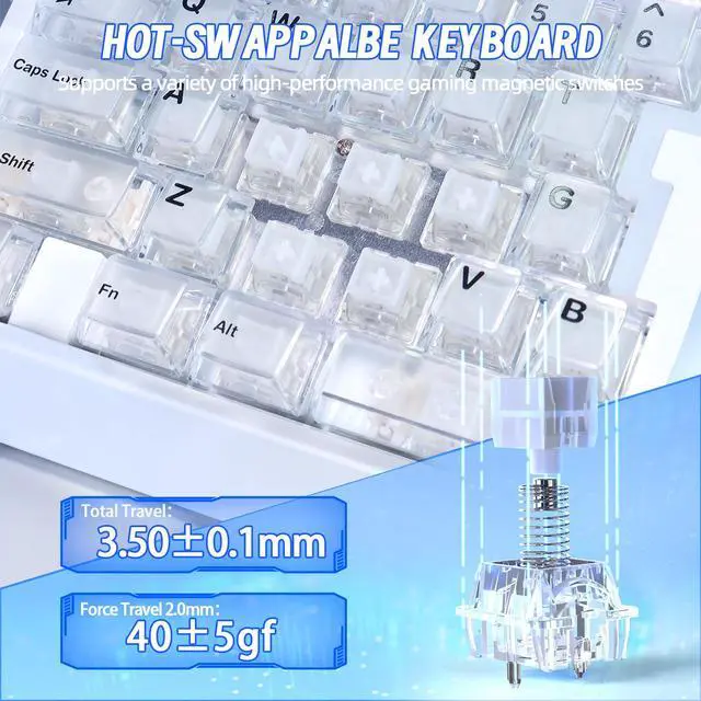 Alt view image 5 of 7 - AK029 Wired 29 Keys One-Handed RGB Gaming Keyboard with 8000HZ,0.01mm RT Magnetic Switches Adjustable Actuation,Hotswappable Mechanical Keyboard,Aluminum Plate,Web Driver for Gamers-Transparent White