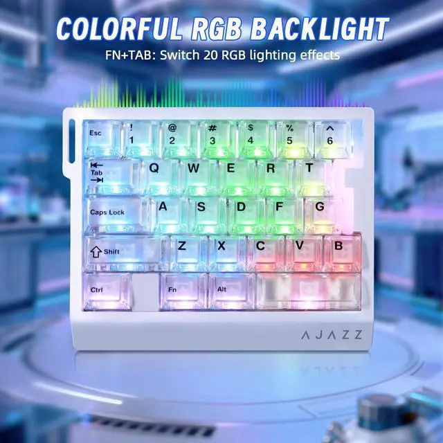 Alt view image 7 of 7 - AK029 Wired 29 Keys One-Handed RGB Gaming Keyboard with 8000HZ,0.01mm RT Magnetic Switches Adjustable Actuation,Hotswappable Mechanical Keyboard,Aluminum Plate,Web Driver for Gamers-Transparent White