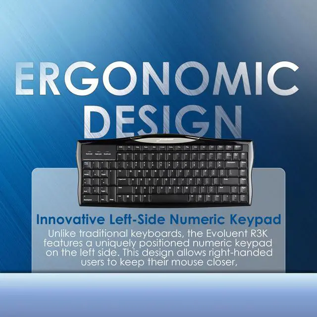 Alt view image 6 of 6 - R3K Ergonomic Keyboard, Reduced Reach Wired Keyboard, Number Pad