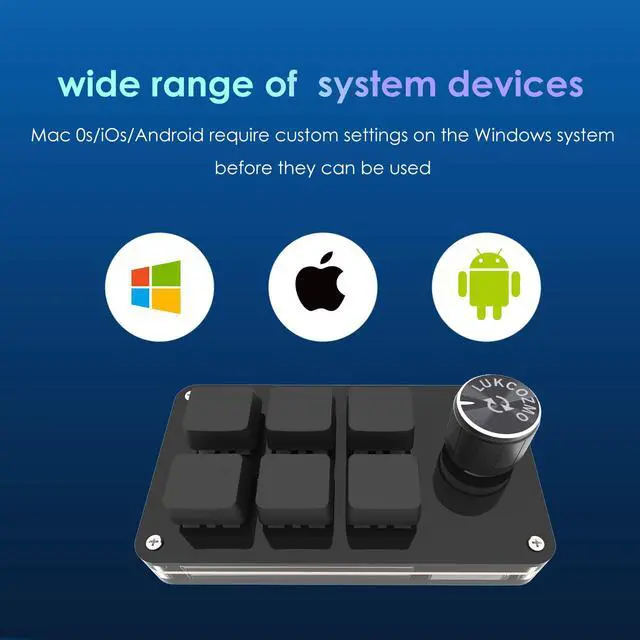 Alt view image 5 of 7 - Macro Pad Programmable Customized 6-Key Mini Mechanical Gaming Keyboard One Handed Keyboard BT OSU Multifunctional Knob with Type C Cable (Updated Software in USB Drive Black)