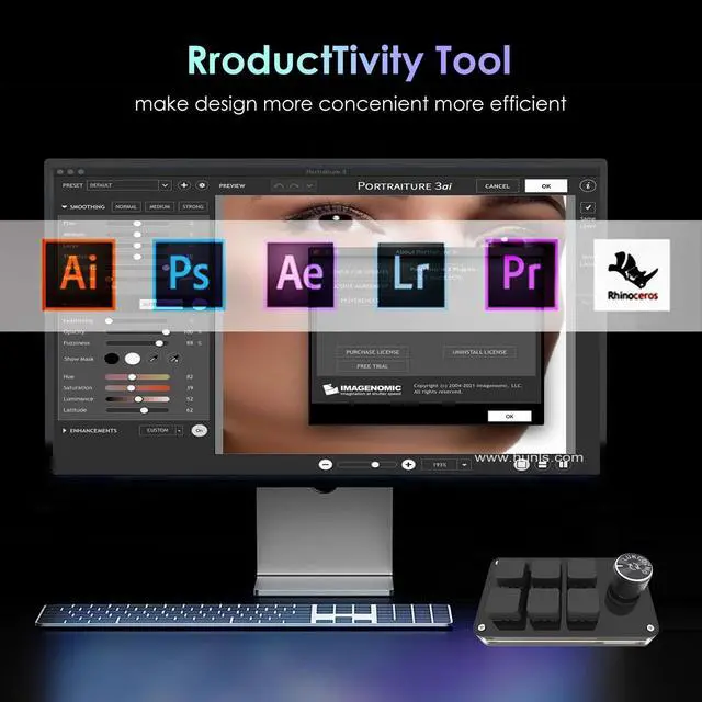 Alt view image 6 of 7 - Macro Pad Programmable Customized 6-Key Mini Mechanical Gaming Keyboard One Handed Keyboard BT OSU Multifunctional Knob with Type C Cable (Updated Software in USB Drive Black)