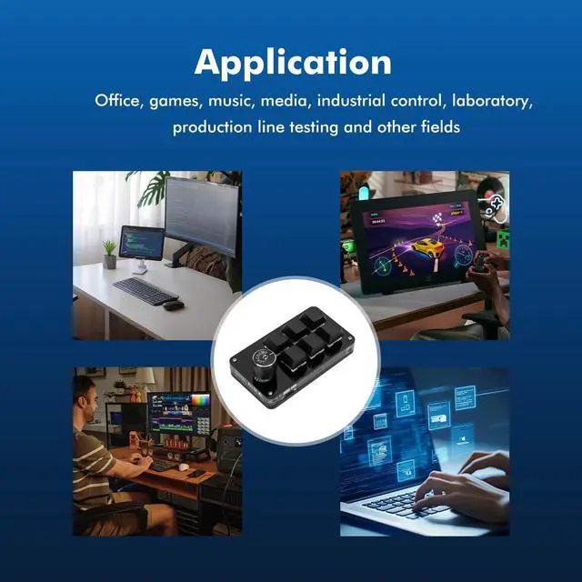 Alt view image 7 of 7 - Macro Pad Programmable Customized 6-Key Mini Mechanical Gaming Keyboard One Handed Keyboard BT OSU Multifunctional Knob with Type C Cable (Updated Software in USB Drive Black)