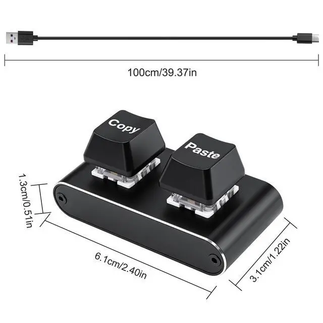 Alt view image 2 of 7 - Copy and Paste Keyboard Mini 2 Key Keypad USB Type-C PC Hot Swap