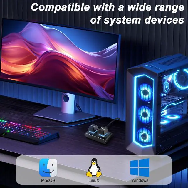 Alt view image 5 of 7 - Copy and Paste Keyboard Mini 2 Key Keypad USB Type-C PC Hot Swap