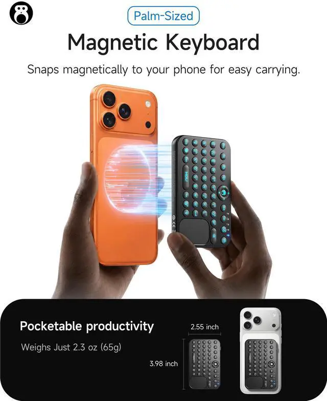 Alt view image 2 of 7 - Mini Bluetooth Keyboard, Magnetic Portable Touchpad& 7-Color Backlight