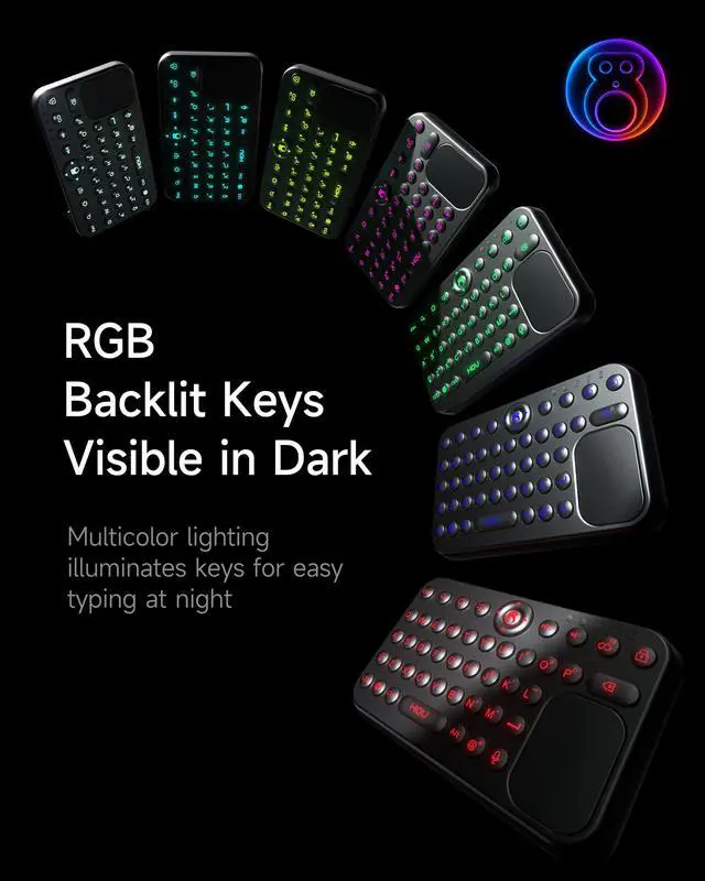 Alt view image 7 of 7 - Mini Bluetooth Keyboard, Magnetic Portable Touchpad& 7-Color Backlight