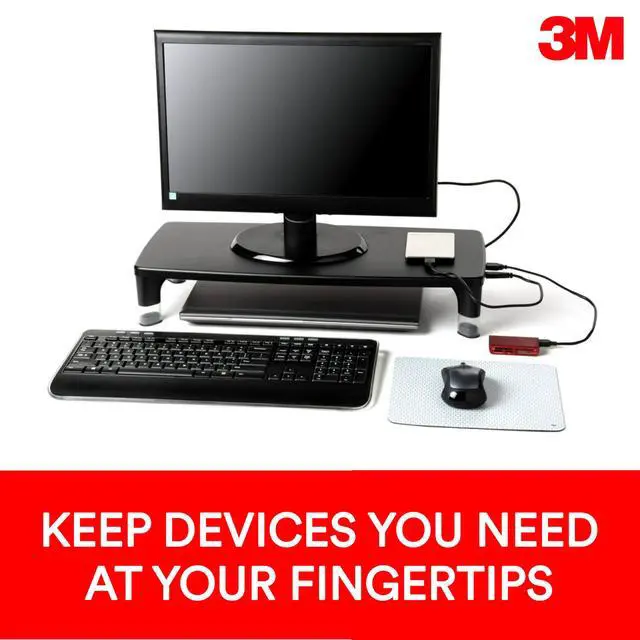 Alt view image 4 of 7 - Monitor Computer Stand, 21.6 in x 9.4 in, 4 Port USB Hub