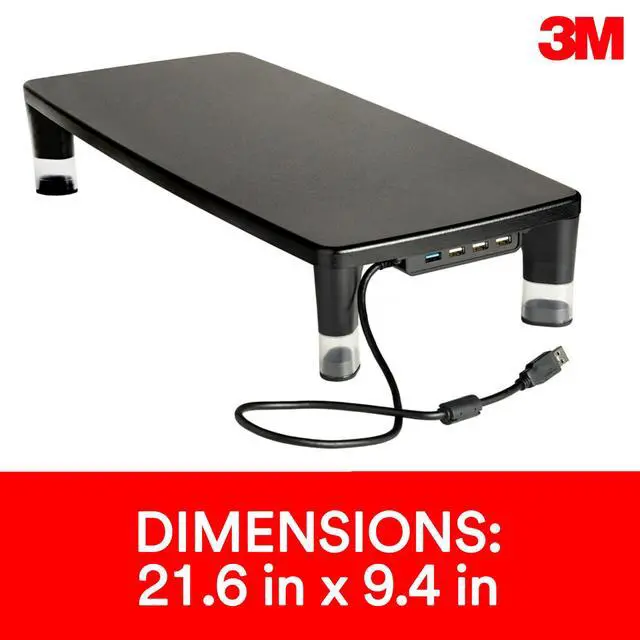 Alt view image 2 of 7 - Monitor Computer Stand, 21.6 in x 9.4 in, 4 Port USB Hub