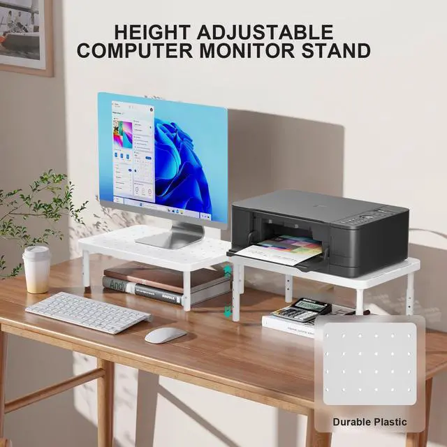 Alt view image 2 of 7 - Computer Monitor Stand for Desk, Adjustable Laptop Riser, up to 44 lbs