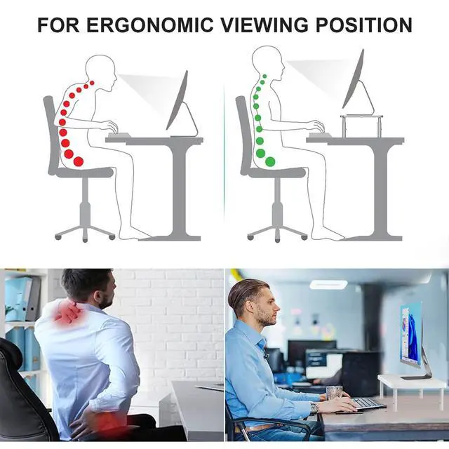 Alt view image 6 of 7 - Computer Monitor Stand for Desk, Adjustable Laptop Riser, up to 44 lbs