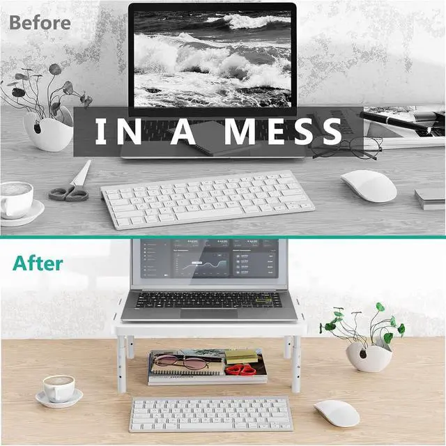 Alt view image 7 of 7 - Computer Monitor Stand for Desk, Adjustable Laptop Riser, up to 44 lbs