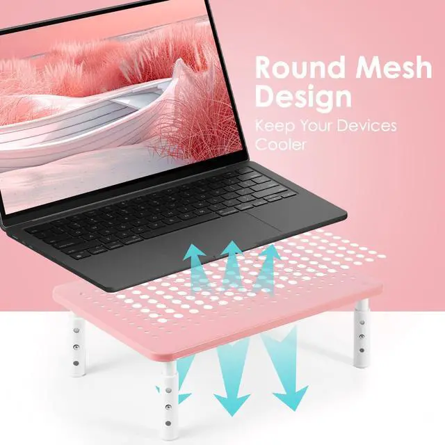 Alt view image 3 of 7 - 2 Pack Monitor Riser Desktop Stand Flat Screen TV Monitor Stand Pink