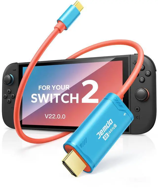 Main image of Switch 2 (22.0.0+) Dock HDMI Cable 4K@144Hz HDR, 6.6ft USB-C to HDMI 2.1 48Gbps High-Speed TV Dock, 100W PD Play While Charging Portable Travel HDMI Adapter, Compatible with Switch 2/2017/OLED
