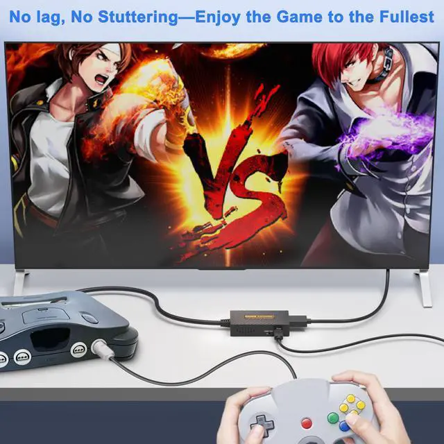 Alt view image 4 of 7 - N64 to HDMI Adapter, N64 HDMI, HDMI Converter for N64/Game Cube/SNES/SFC Support 16:9/4:3 Conversion with Link Cable and USB Cable