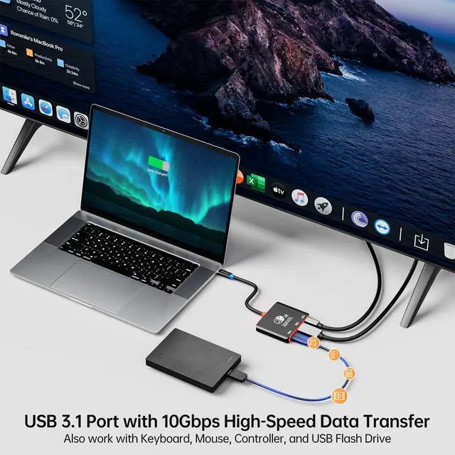 Alt view image 6 of 7 - Portable Handheld Gaming Dock USB C Dock with 4K@60Hz HDMI Adapter