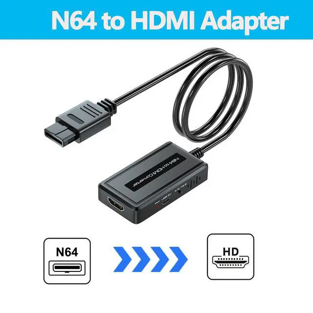 Alt view image 4 of 6 - N64 to HDMI Adapter,Converter Adapter Supports 4:3/16:9 Aspect Ratio Switching Output,Compatible with Gamecube/N64/SNES/SFC Console,Converter with USB Cable