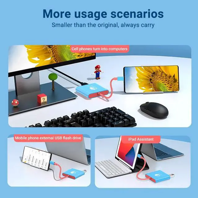 Alt view image 5 of 6 - Docking Station for Nintendo Switch, 3-Port USB C Multiport Digital AV Converter Adapter with 4K HDMI USB 3.0 100W Charging Port, Switch Travel Dock with HDMI for MacBook Pro, Dell XPS, HP, etc