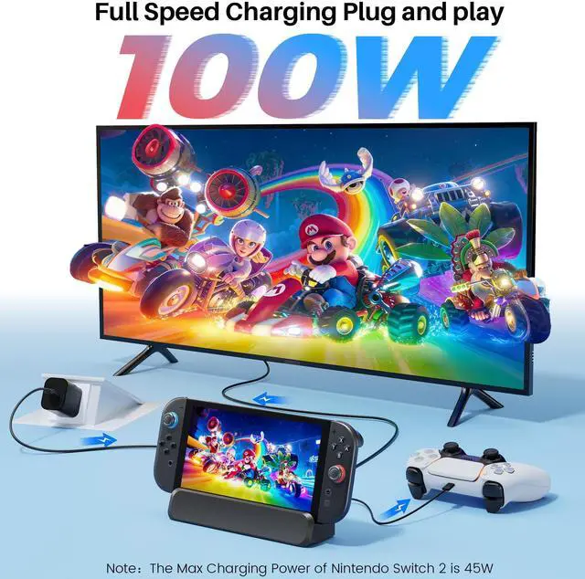 Alt view image 2 of 7 - for Nintendo Switch 2 Dock Station, Portable TV Docking Station with 4K@60Hz HDMI Output, USB 3.0 Port and 100W USB C Power, Includes HDMI Cable