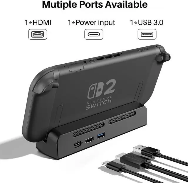 Alt view image 5 of 7 - for Nintendo Switch 2 Dock Station, Portable TV Docking Station with 4K@60Hz HDMI Output, USB 3.0 Port and 100W USB C Power, Includes HDMI Cable