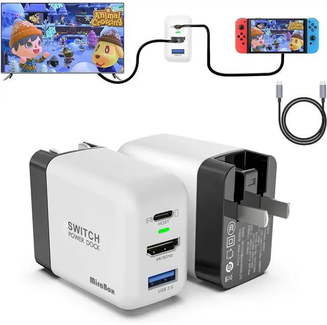 Main image of Switch Dock Charger for Nintendo Switch, 36W Portable TV Docking Station with 4K@60Hz HDMI/USB2.0/PD USB-C Fast Charging Ports, Full-Featured USB-C Cable Included