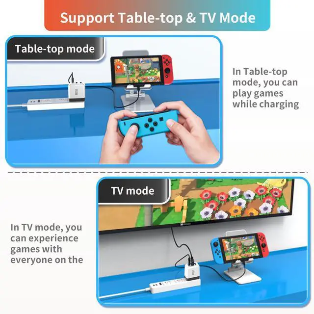 Alt view image 5 of 7 - Switch Dock Charger for Nintendo Switch, 36W Portable TV Docking Station with 4K@60Hz HDMI/USB2.0/PD USB-C Fast Charging Ports, Full-Featured USB-C Cable Included
