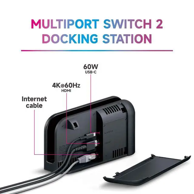 Alt view image 3 of 5 - for Switch 2 TV Dock Station Replacement Switch 2 TV Dock Kit, 4K@60Hz HD HDMI Cable and 60W Fast Charging, Compatible with Nintendo Switch 2 Only