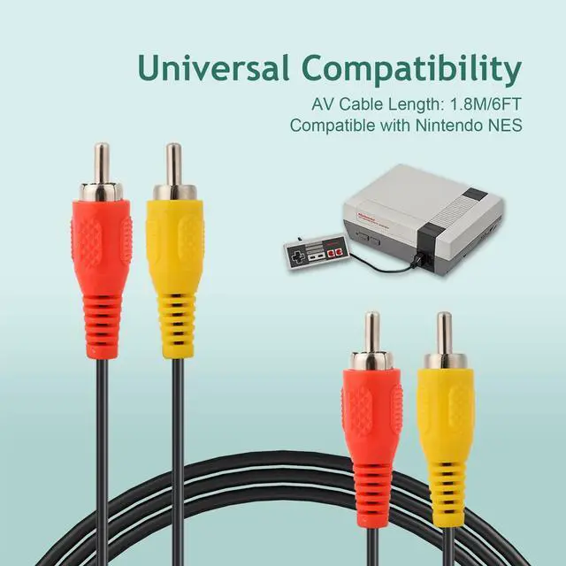 Alt view image 2 of 6 - AV Cable for NES, Audio Video AV Cable RCA Connection Cord Compatible with Nintendo NES Systems, 1.8M/6FT Composite to External TV Screen Monitor