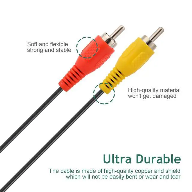 Alt view image 4 of 6 - AV Cable for NES, Audio Video AV Cable RCA Connection Cord Compatible with Nintendo NES Systems, 1.8M/6FT Composite to External TV Screen Monitor