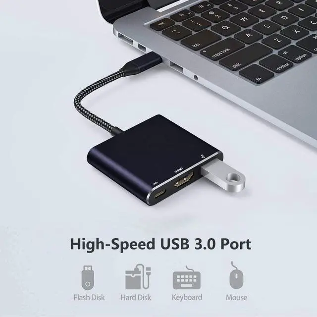 Alt view image 4 of 7 - USB C to HDMI Adapter, USB-C Digital AV Multiport Adapter, HDMI 4K Video USB 3.0 100W Fast Charging Hub Compatible with iPhone 15 MacBook Pro/Air iPad iMac 2022, Galaxy S23/S22