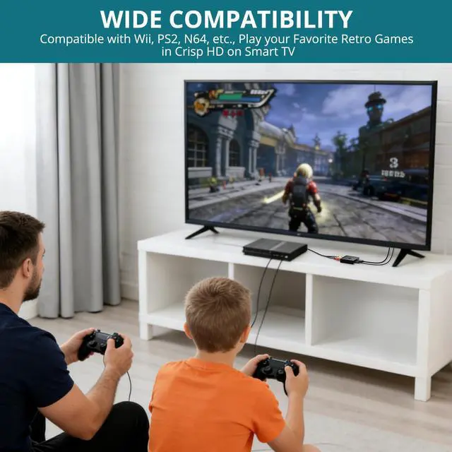 Alt view image 5 of 7 - RCA to HDMI Converter with HDMI Cable, 1080P AV to HDMI Converter 4:3/16:9