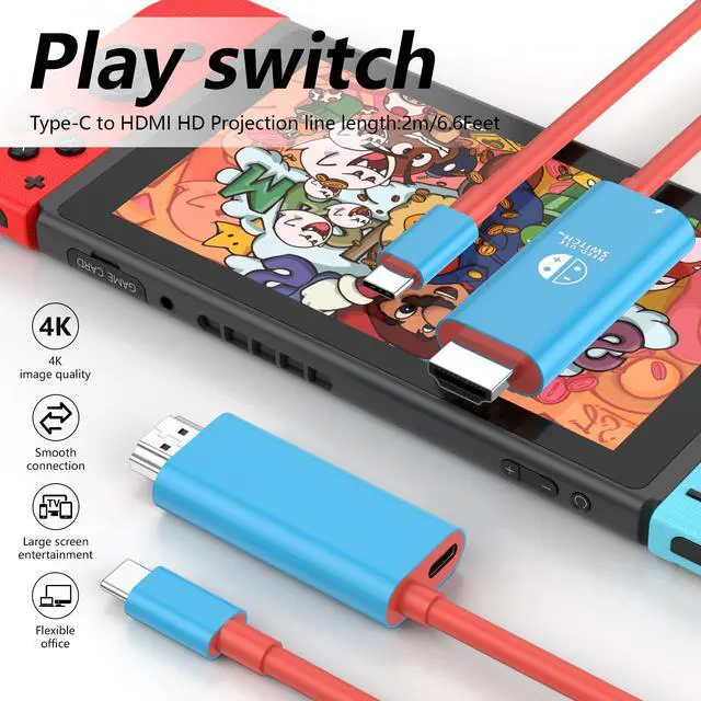 Alt view image 3 of 7 - USB C to HDMI Cable for Nintendo Switch Dock Station, 6.6FT 4K HDTV Cable