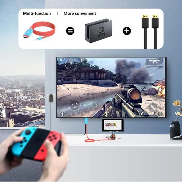 Alt view image 4 of 7 - USB C to HDMI Cable for Nintendo Switch Dock Station, 6.6FT 4K HDTV Cable