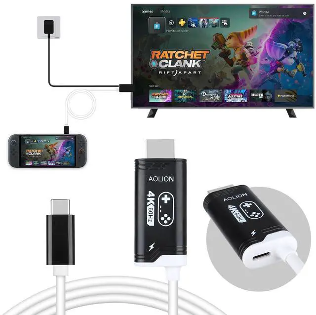 Main image of 4K 60Hz PD100W USB C to HDMI Cable Only for Nintendo Switch 2/Switch/Steam Deck/ROG Ally/Laptop 2m/6.6FT, Portable USB-C to HDMI Replaces Original Switch Dock for TV Screen Mirroring, Black