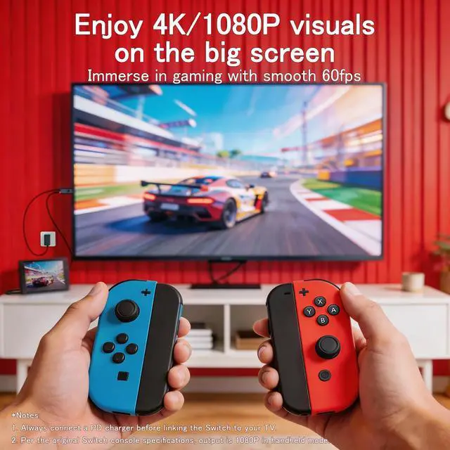 Alt view image 3 of 7 - for Switch 2 Dock HDMI Adapter, 4K@60Hz TV Output, PD 100W USB-C Fast Charging, Type-C to HDMI Cable Compatible with Switch 2/OLED/Steam Deck/ROG Ally/Laptops/Phones