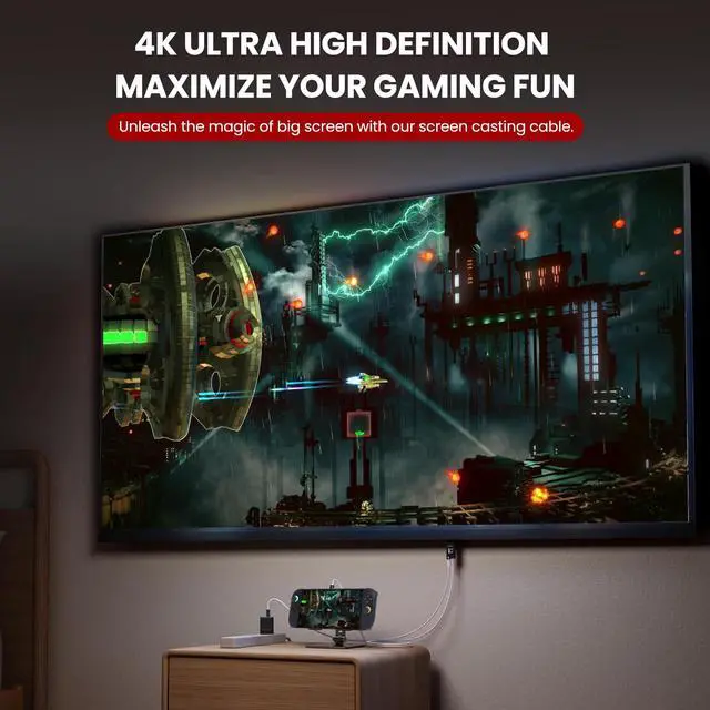 Alt view image 7 of 7 - 4K 60Hz PD100W USB C to HDMI Cable Only for Nintendo Switch 2/Switch/Steam Deck/ROG Ally/Laptop 2m/6.6FT, Portable USB-C to HDMI Replaces Original Switch Dock for TV Screen Mirroring, Black