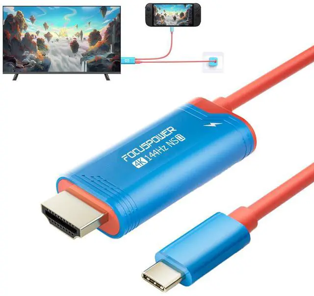 Main image of Switch 2 Portable Dock Cable, USB C to HDMI Adapter Cable with PD 100W Charging, 4K@144Hz TV Dock for Switch OLED, Steam Deck, ROG Ally, Travel Mini Dock